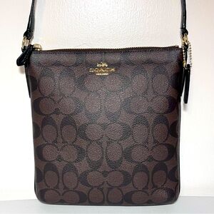 NWOT Coach North South Crossbody in Signature Brown/ Black